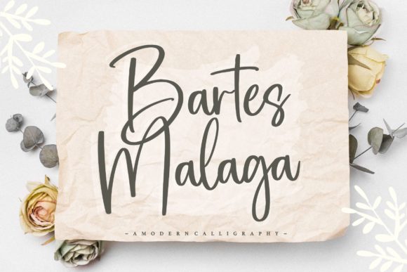 Bartes Malaga Font: Elegant Script for Handmade Products